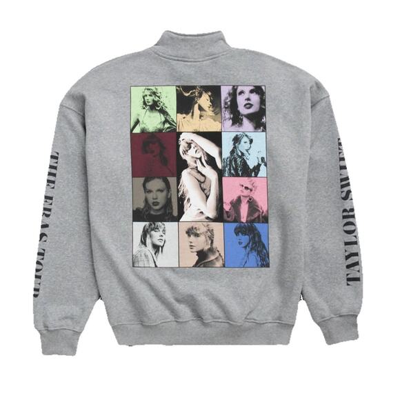 Taylor Swift Womens Fleece Quarter Zip Pullover Eras Tour‎ Sweatshirt 2XL Gray - Picture 1 of 9